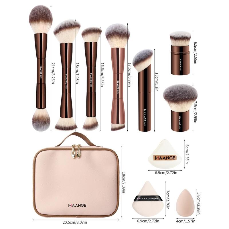 Makeup Brush Set with Makeup Puff & Sponge & Waterproof Wash Bag, 11pcs set Professional Makeup Tools for Women, Travel Makeup Accessories