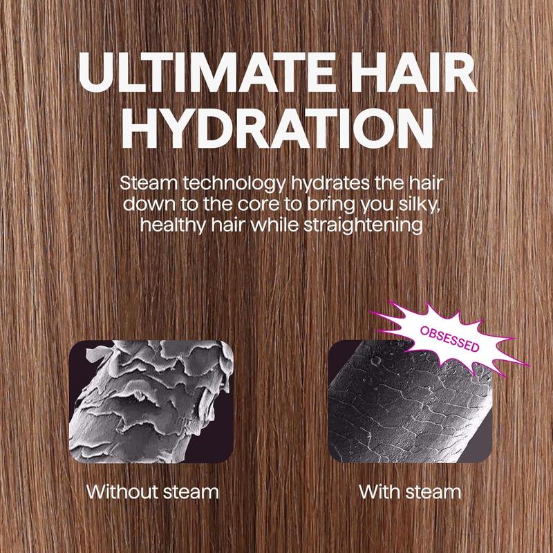 Wavytalk Pro Steam Hair Straightener Brush, 3 in 1 Straightening Brush with Steam, Brush and Straightener, Steam Features to Enhance Nourishing Styling Experiences and Expedite the Straightening, Pink