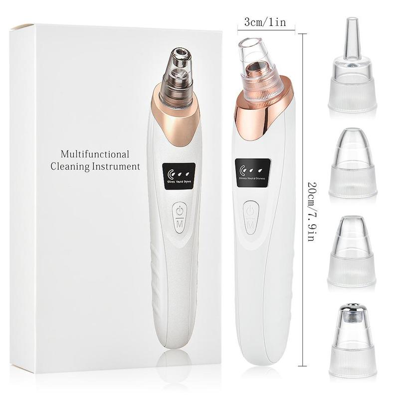 USB Rechargeable Blackhead Extractor with 3 Speed Suction & 5 Replaceable Blackhead Extractor Heads, Facial Skin Care Tool, Facial Pore Cleaner