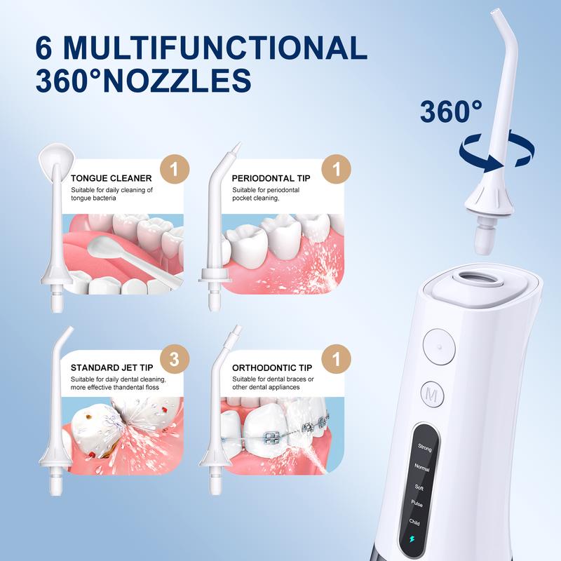 MOCEL Cordless Select(WF02) Oral Irrigator Water Flosser  300ML Water Tank 5 Cleaning Modes 6 Replaceable Jet Tips water dentalflosse waterfloss