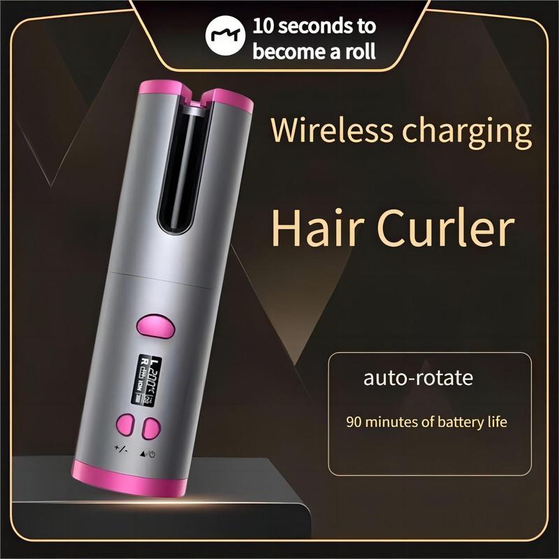 Automatic Rotating Curling Iron, 1 Count Cordless Rechargeable Hair Curler with 6 Temperatures, Portable Hair Styling Tool for Women