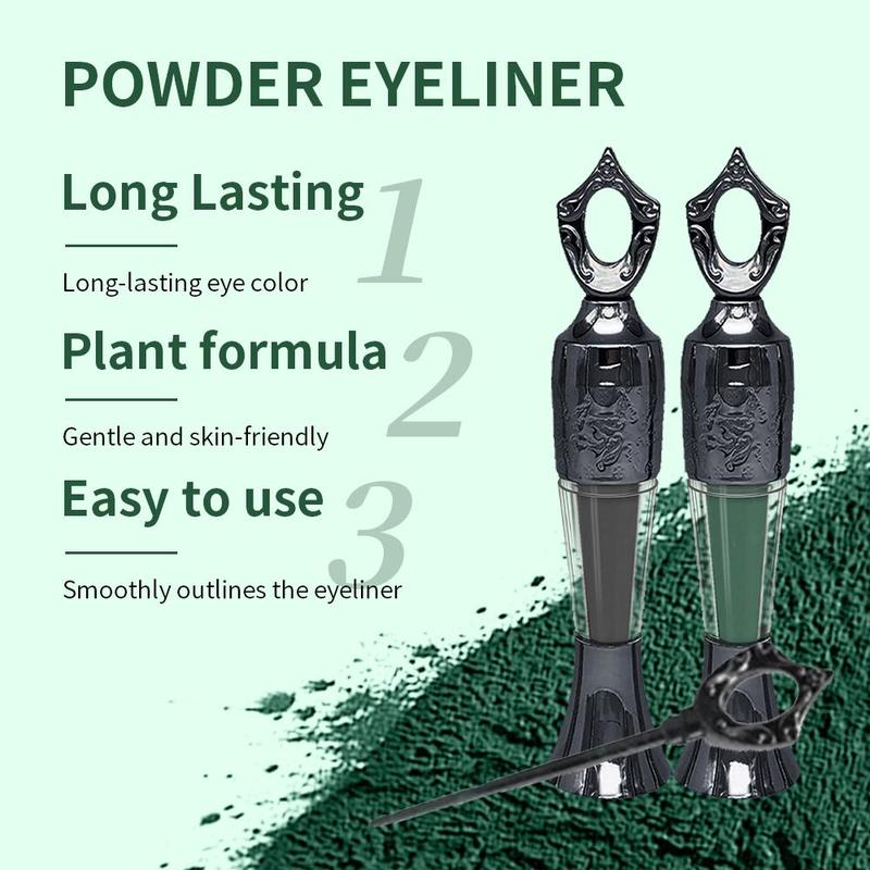 Long Lasting Eyeliner Powder, 2 Counts set Mysterious Color Eye Liner Powder with Tools, Professional Eye Makeup Tool for Women & Girls,  Girl with The Eyeliner