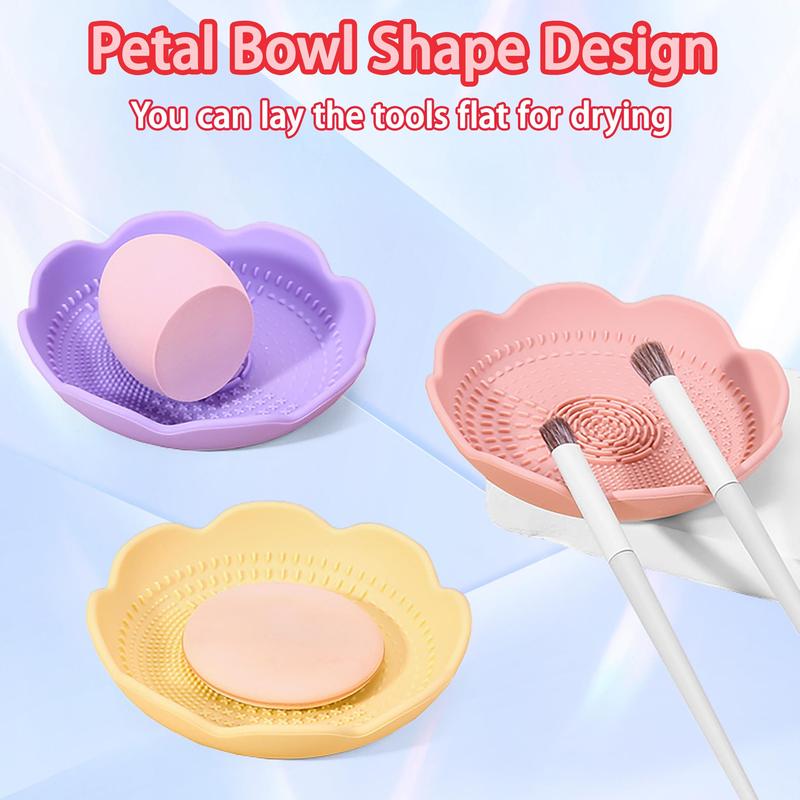 Silicone Makeup Brush Cleaner Mat, 1 Count Portable Makeup Tool Cleaning Bowl, Makeup Tool Cleaning Tool For Brushes, Powder Puffs