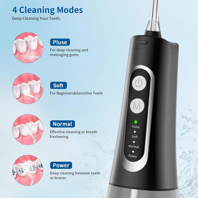 Water Flosser for Teeth, Water Dental Flosser Cordless Waterpik Water Floss Electric Rechargeable Ipx7 Waterproof, Water Teeth Cleaner Picks for Home Travel