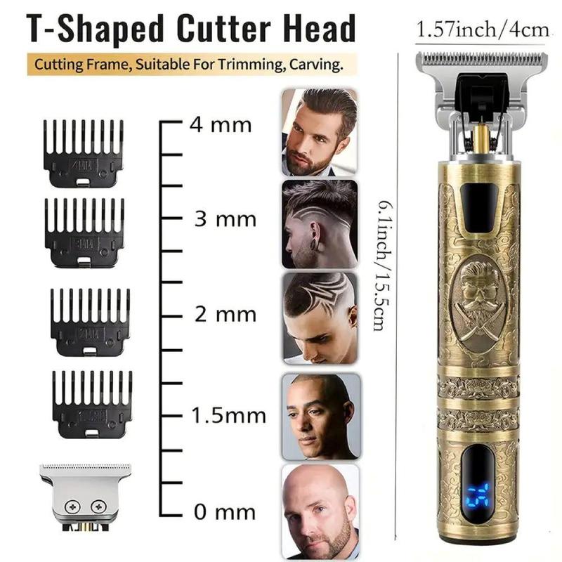 Professional Barber's Grooming Kit, 1 Set Rechargeable Hair Trimmer and Beard Clipper for Men with Precise T-Blade, LCD Screen and USB Charging, Hair Styling Tools, Hair Cutting Machines, Christmas, Christmas Gift