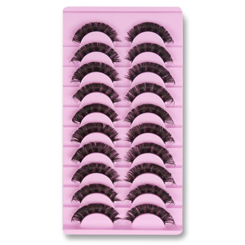 Fluffy False Eyelashes, Wispy Russian Roll Faux Cluster Lashes, Natural Curling Eye Makeup Strip Lashes for Women & Girls Lash Extensions, Christmas Gift