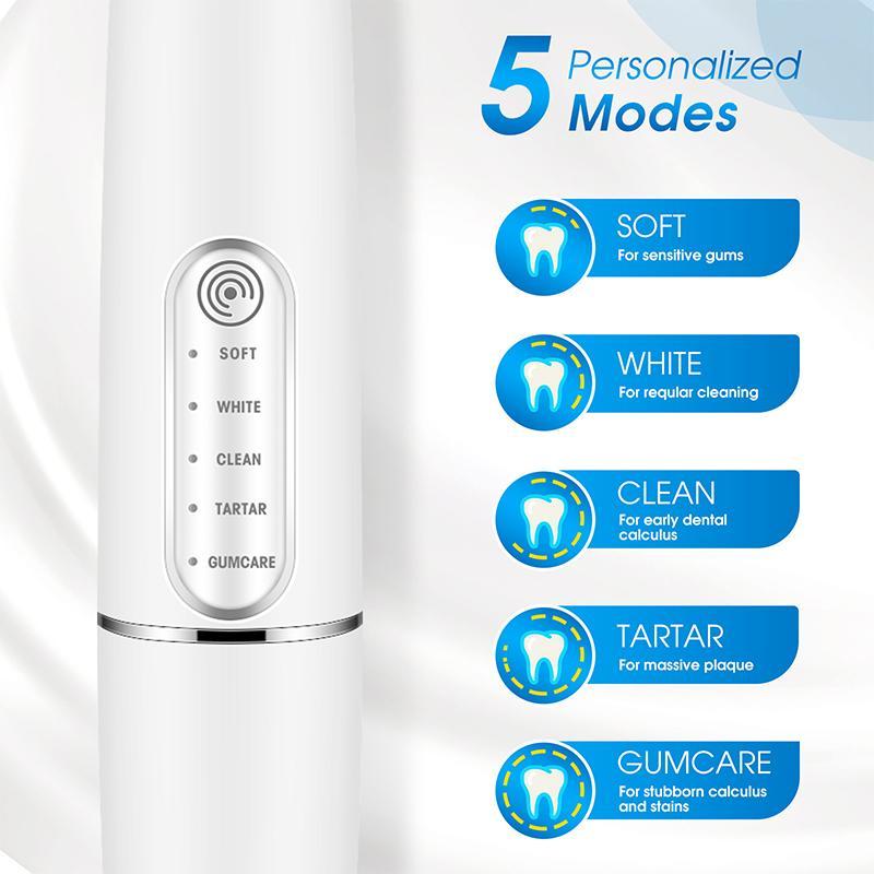 Electric Toothbrush Set, 1 Set USB Rechargeable Toothbrush with Replacement Brush Heads & Tongue Scraper & Mouth Mirror, Oral Care Tool for Home & Travel