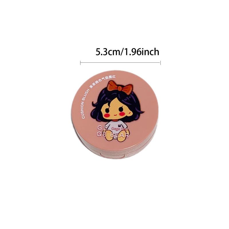 Cute Girl Pattern Peach Blush, Air Cushion Powder Blush, Natural Look Lightweight Blush, Cheeks Contour Blush Pressed Powder, Long Lasting Powder Blush