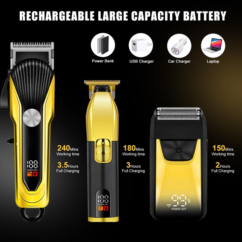 Electric Hair Clipper Trimmer Kits for men, Electric Shavers Razor & Beard Trimmer, Professional Cordless Rechargeable Barber Set, Gifts for Men