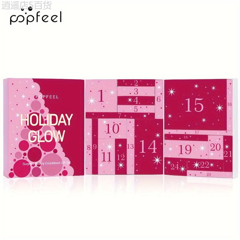 POPFEEL 24-Grid Christmas Countdown Gift Box for Women, Mixed Color Cosmetic Set with Creamy Paste Form, Holiday New Year Celebration Makeup Kit