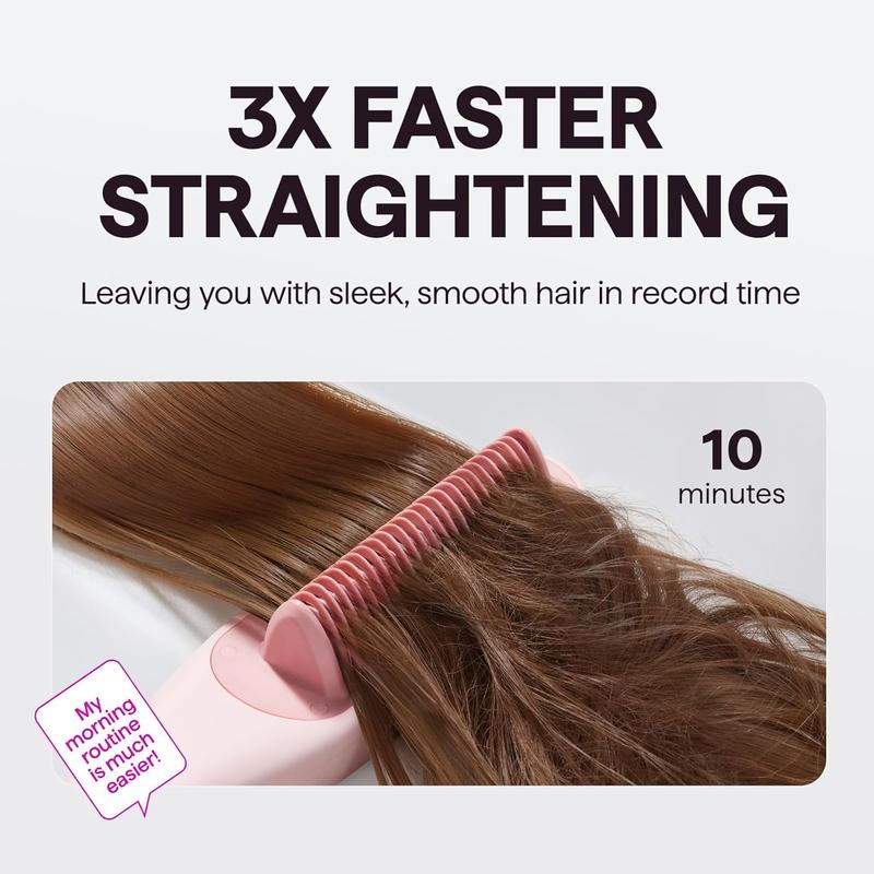 Wavytalk Pro Steam Hair Straightener Brush, 3 in 1 Straightening Brush with Steam, Brush and Straightener, Steam Features to Enhance Nourishing Styling Experiences and Expedite the Straightening, Pink