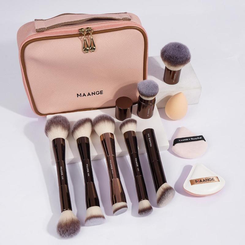 Makeup Brush Set with Makeup Puff & Sponge & Waterproof Wash Bag, 11pcs set Professional Makeup Tools for Women, Travel Makeup Accessories