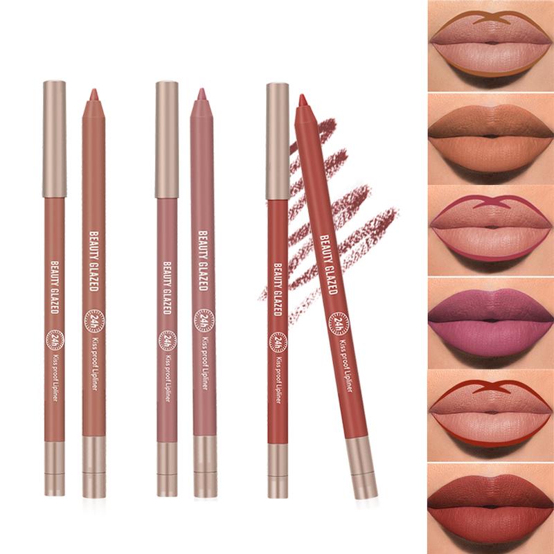 Beauty Glazed Creamy Automatic Lip Liner, Matte Silky Lip Liner, Waterproof and smudge-proof, easy to apply, 24 hours of long-lasting makeup, perfect for everyday makeup!