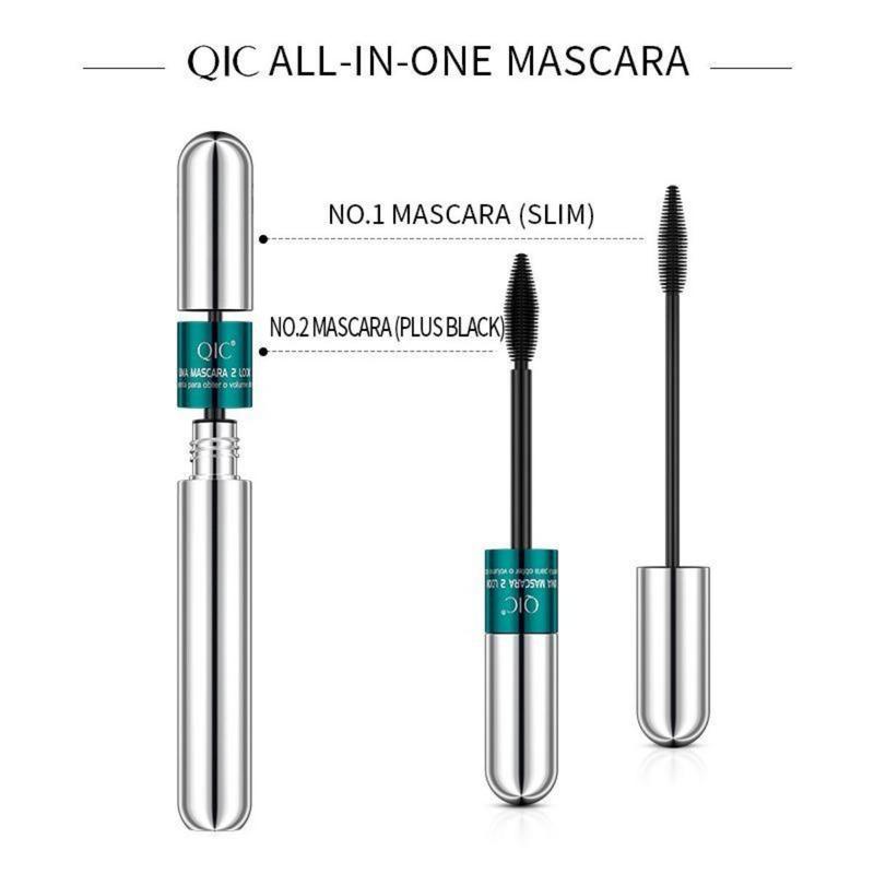 QIC 2 in 1 Lengthening Mascara, Long Lasting Waterproof Mascara for Women & Girls, Natural Curl Eyelashes Extensions Mascaras, Sweat Proof Lash Extensions Volume Building Essence Mascara,Eye Lash Cosmetic Makeup Flawless