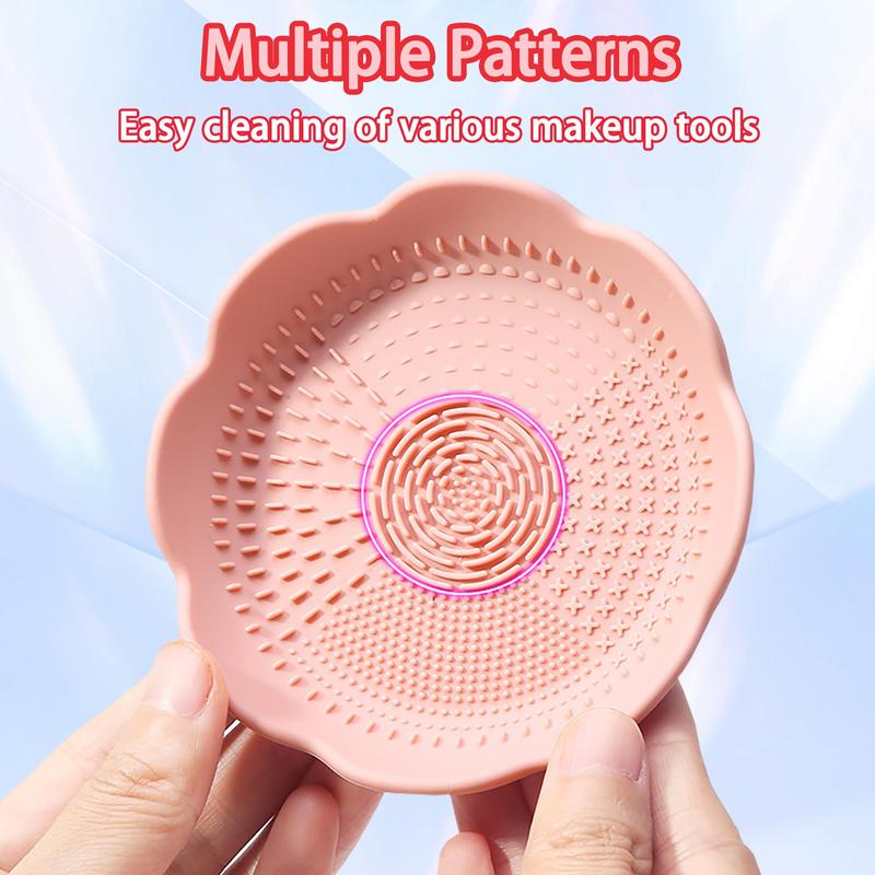 Silicone Makeup Brush Cleaner Mat, 1 Count Portable Makeup Tool Cleaning Bowl, Makeup Tool Cleaning Tool For Brushes, Powder Puffs