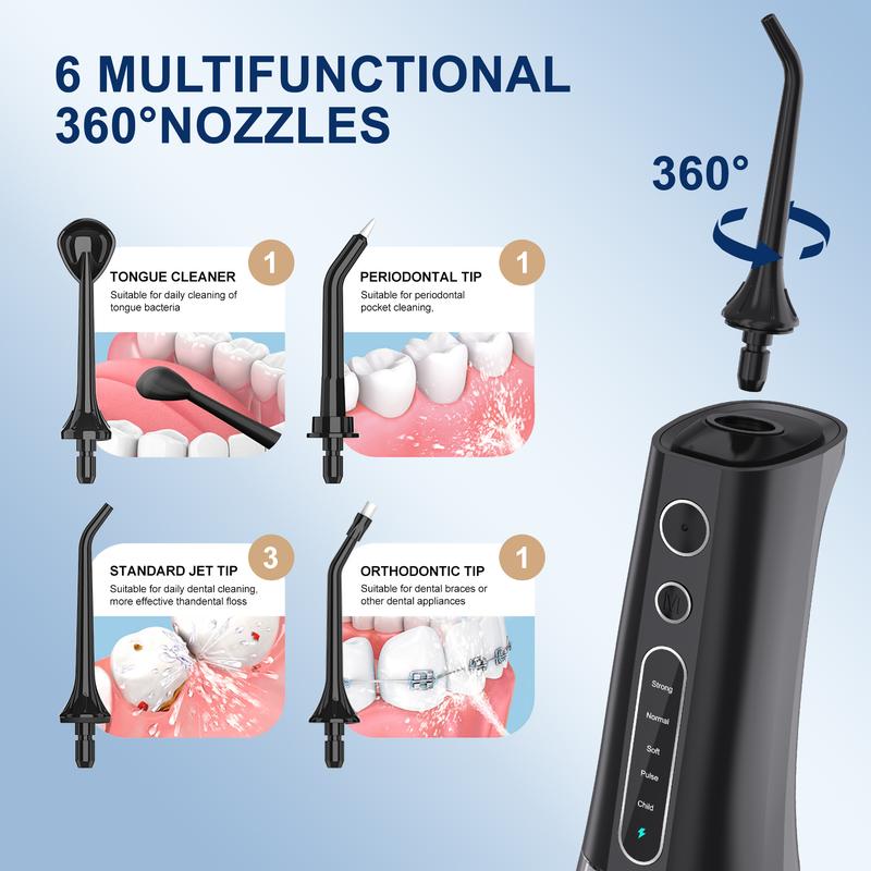 MOCEL Cordless Select(WF01) Oral Irrigator Water Flosser  300ML Water Tank 5 Cleaning Modes 6 Replaceable Jet Tips water dentalflosse