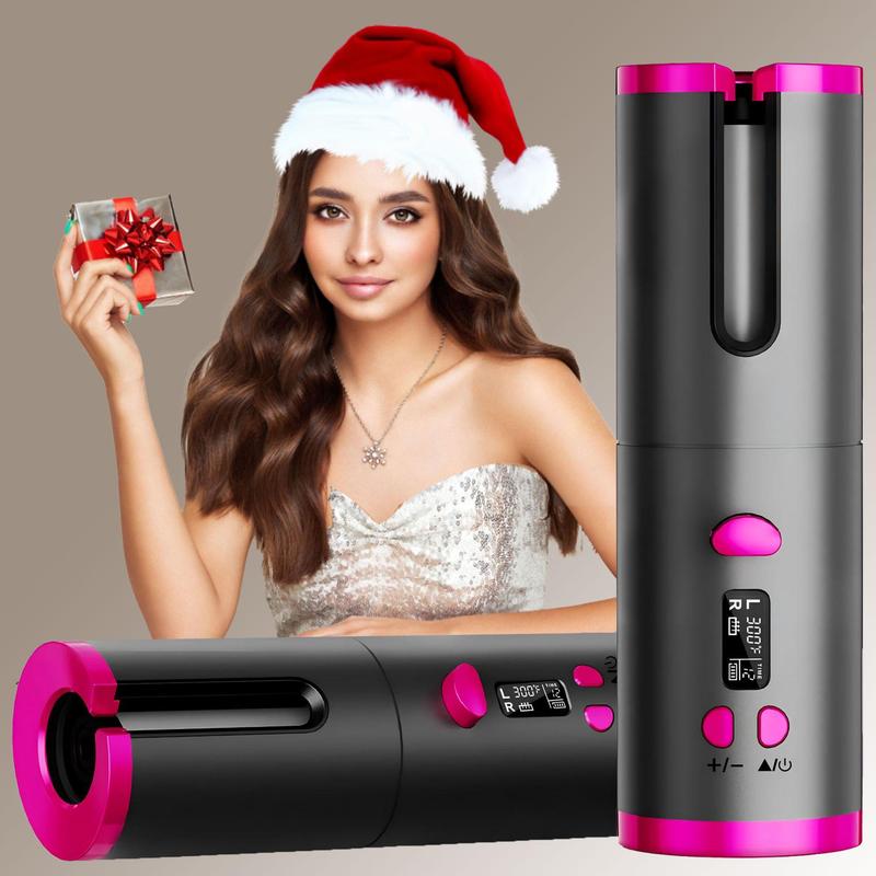 Automatic Rotating Curling Iron, 1 Count Cordless Rechargeable Hair Curler with 6 Temperatures, Portable Hair Styling Tool for Women