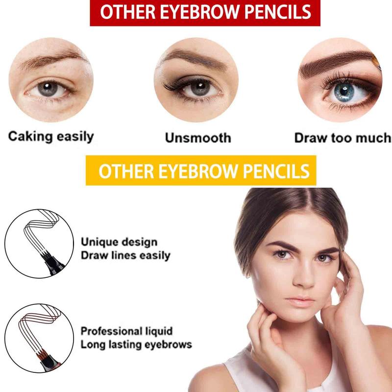 Microblade Eyebrow Pencil, Magic Eyebrow Pencil, Waterproof Microblading Eyebrow Pencil Contouring Pen 4 Tipped Precise Brow Pen, Makeup Cosmetic