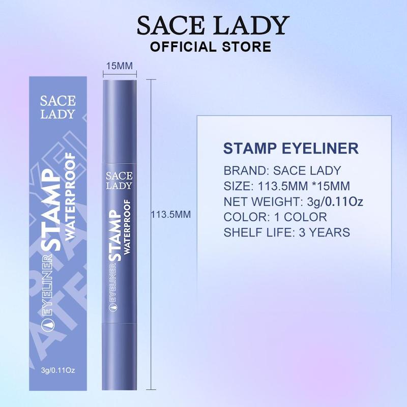 SACE LADY Black Stamp Eyeliner Makeup Waterproof Smudge-proof Double Head Liquid Eye Liner Pen 0.11Oz