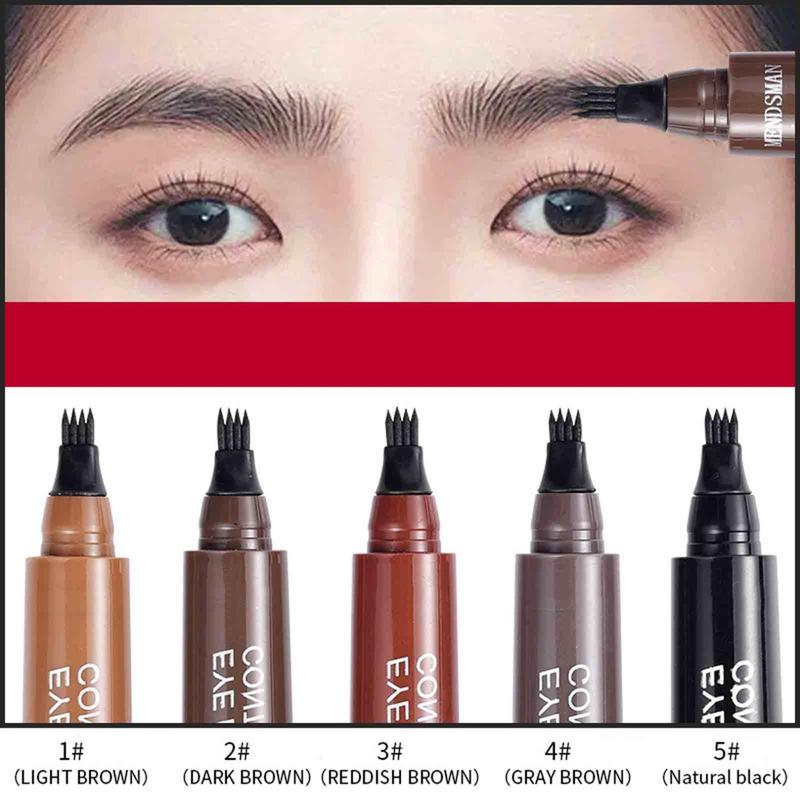 Microblade Eyebrow Pencil, Magic Eyebrow Pencil, Waterproof Microblading Eyebrow Pencil Contouring Pen 4 Tipped Precise Brow Pen, Makeup Cosmetic