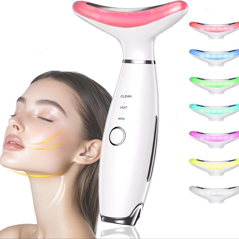 7 Color Face & Neck Beauty Massager for Women, USB Rechargeable Facial Care Tool, Lifting and Firming Facial Skin Care Tool, Beauty Gift for Girls