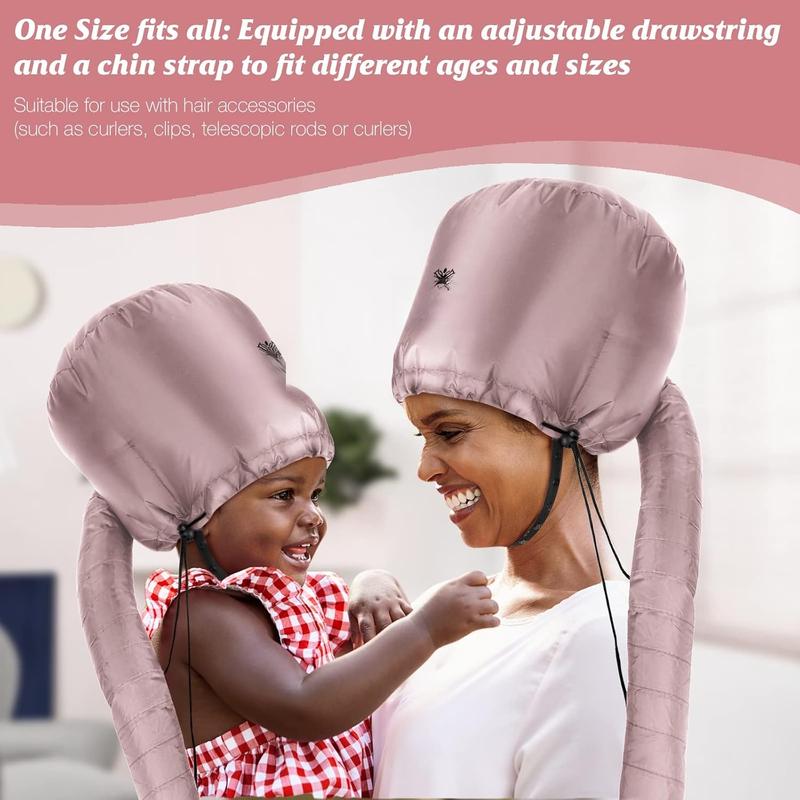 Bonnet Hood Hair Dryer Attachment - Soft, Adjustable  Bonnet Hair Dryer for Speeds Up Drying Time at Home, Easy to Use for Styling, Curling and Deep Conditioning (Pink)