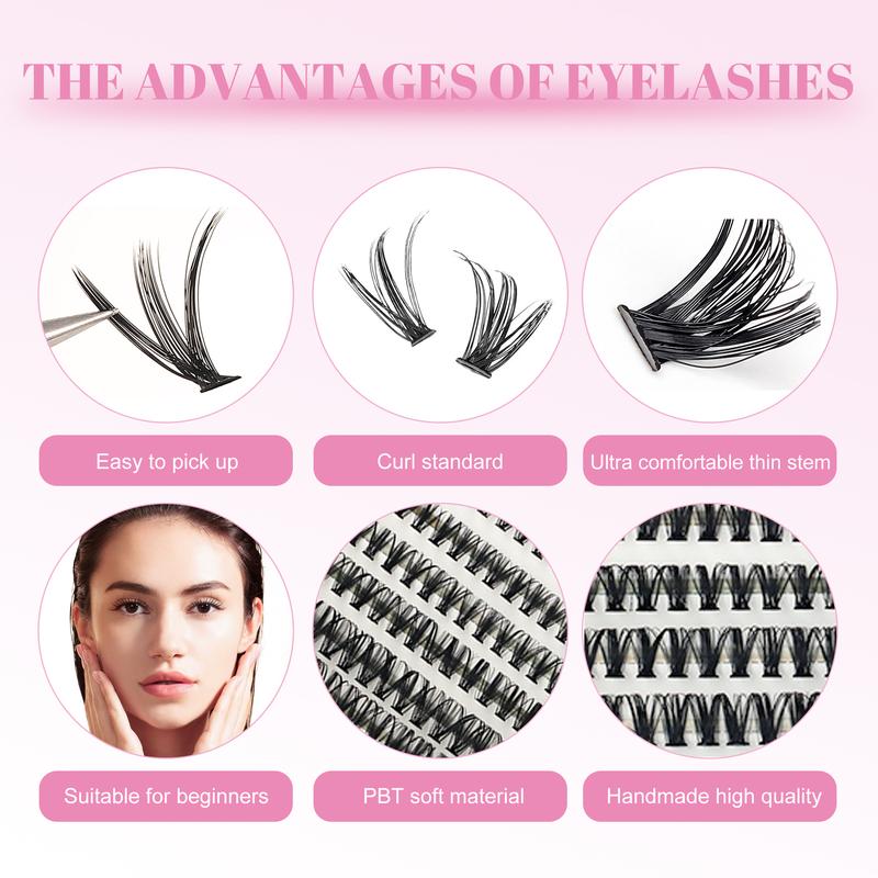 DIY Fluffy Eyelash Extension Kit 240 Eyelash Set Kit Individual Eyelashes Natural 9-17mm Kit with Applicator Makeup Cosmetic Makeup Cosmetic