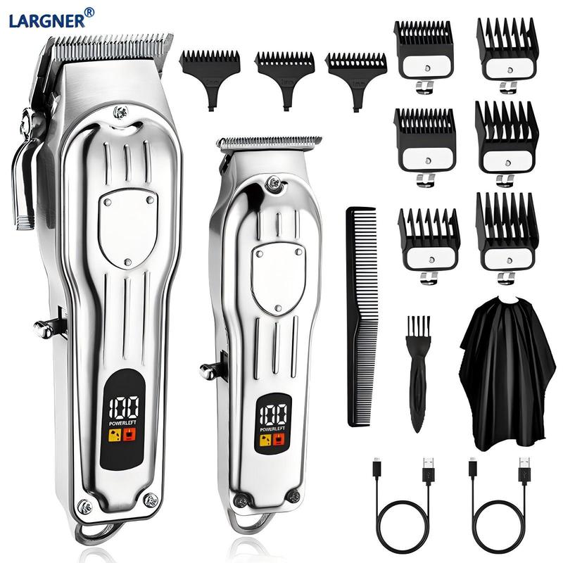 Professional Hair Clipper for Men, 1 Box Cordless Hair Trimmer Kit, LCD Display Wireless Barber Clippers, Rechargeable Haircut Machine for Family