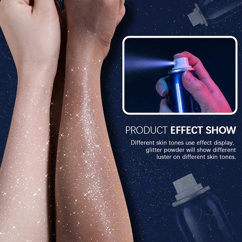 Body Glitter Spray,Glitter Hairspray for Rave Festival Singer Concerts,2.1Oz Shimmer Glitter Hair Spray,Waterproof Sparkle Glitter Spray for Hair and Body,Nightclub Starry Glitter,Prom,Party