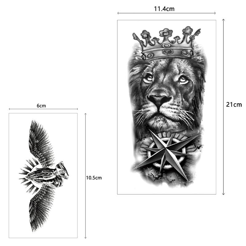 12 Sheets Large-Size Black Temporary Tattoos Stickers,24 Sheets Small-Size Black Temporary Tattoos Stickers,Forearm Designs Featuring Tribal, Wolf, Tiger, Lion, Owl, Skeleton Skull, Temp Halloween Fake Tattoo Stickers, Rose, and Animals