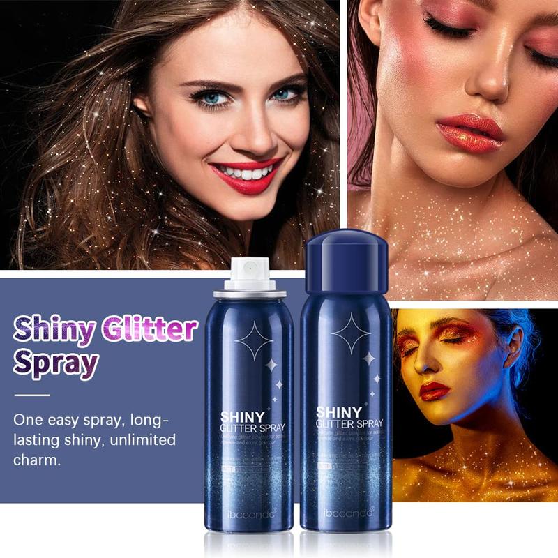 Body Glitter Spray,Glitter Hairspray for Rave Festival Singer Concerts,2.1Oz Shimmer Glitter Hair Spray,Waterproof Sparkle Glitter Spray for Hair and Body,Nightclub Starry Glitter,Prom,Party