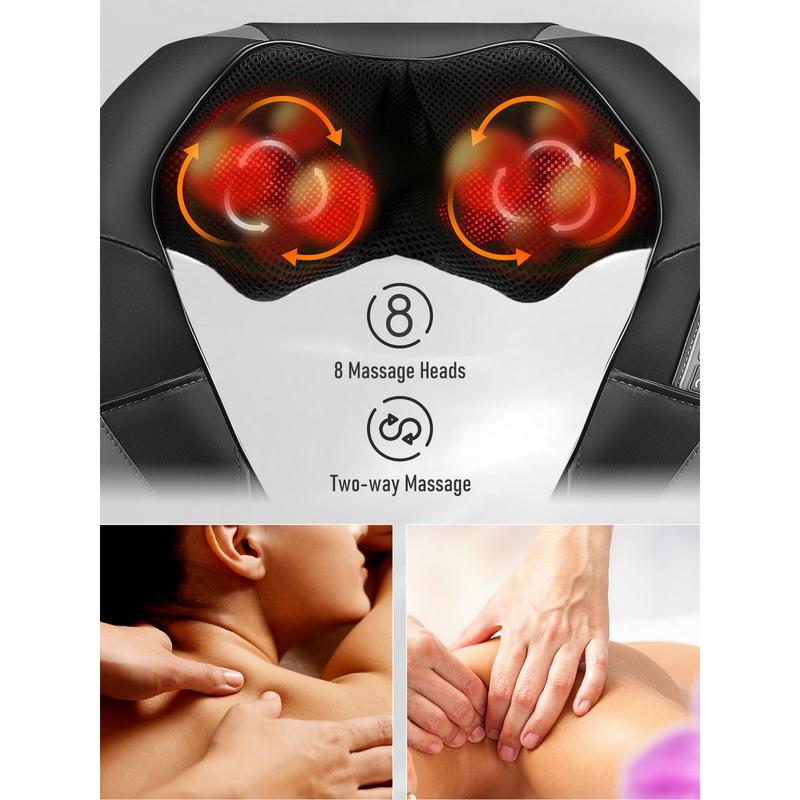 Naipo Shiatsu Back and Neck Massager with Heat Function, Adjustable Intensity, and Versatile Use - Perfect Gift for Wellness