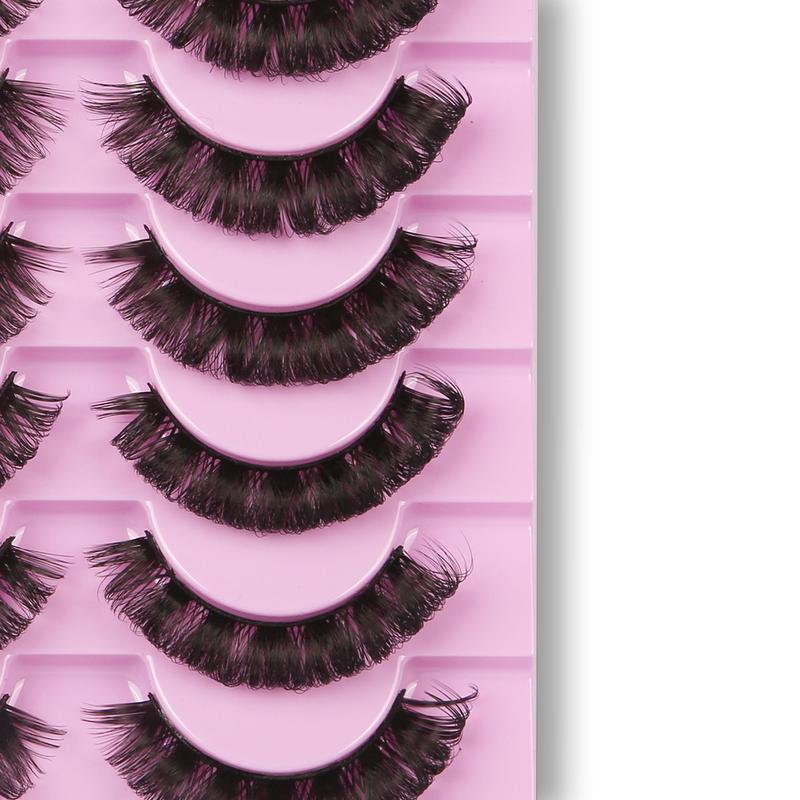 Fluffy False Eyelashes, Wispy Russian Roll Faux Cluster Lashes, Natural Curling Eye Makeup Strip Lashes for Women & Girls Lash Extensions, Christmas Gift