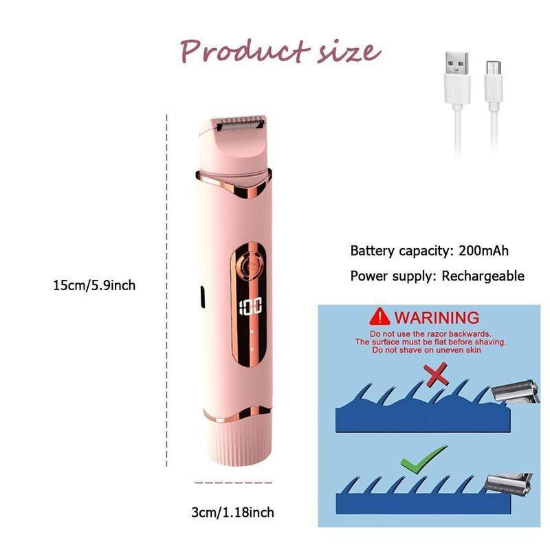 2 in 1 Electric Shaver, 1 Box Rechargeable Electric Shaver, Wet and Dry Use Personal Body Trimmer for Women, Suitable for Home and Outdoor Travel Use