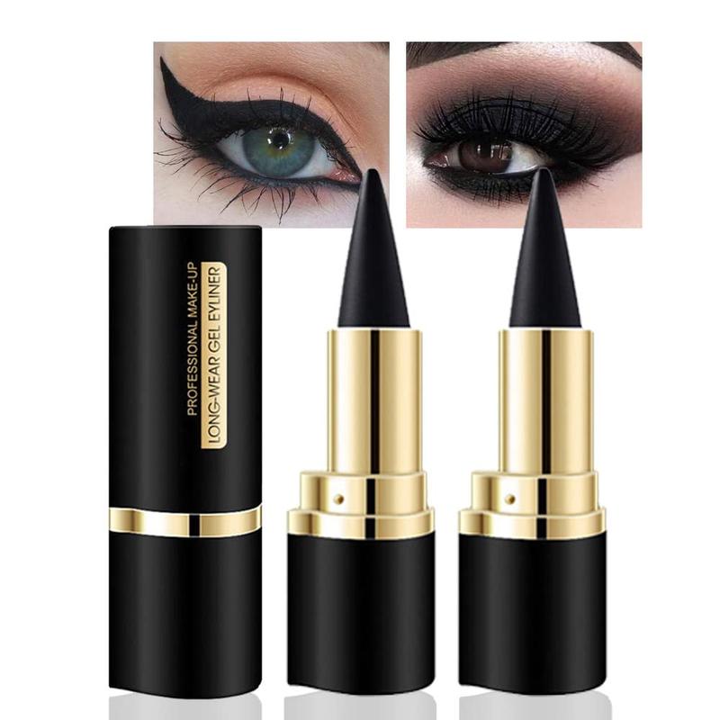 2pcs Black Gel Eyeliner Pencils, Natural Black Eyeliner Waterproof and Smudge-proof, Eyeliner Pencil Black Smoky Eyeshadow Palette Stick Crayon