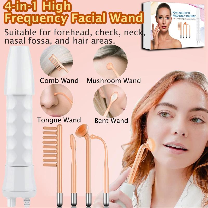 4-in-1 High Frequency Wand, 1 Set Facial Skincare Comfort Electric Massager, High Frequency Machine, Face Hair Massage Comb Stick, Skin Care Machine, High Frequency Hair Comb, Women's Care Products, Halloween Christmas Thanksgiving New Year Gift