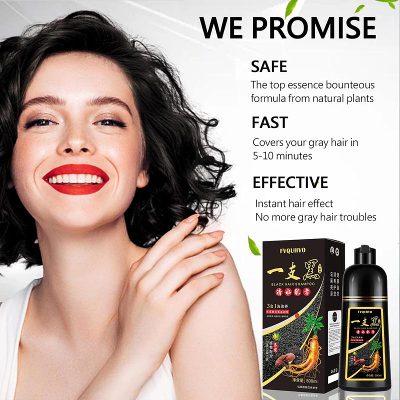 Unisex 500ml Black Hair Shampoo Instant 3 in 1 +99.99% Gray Hair Coverage-Herbal Ingredients- Multiple Colors Available Plant Hair Dye Haircare Summer Gift