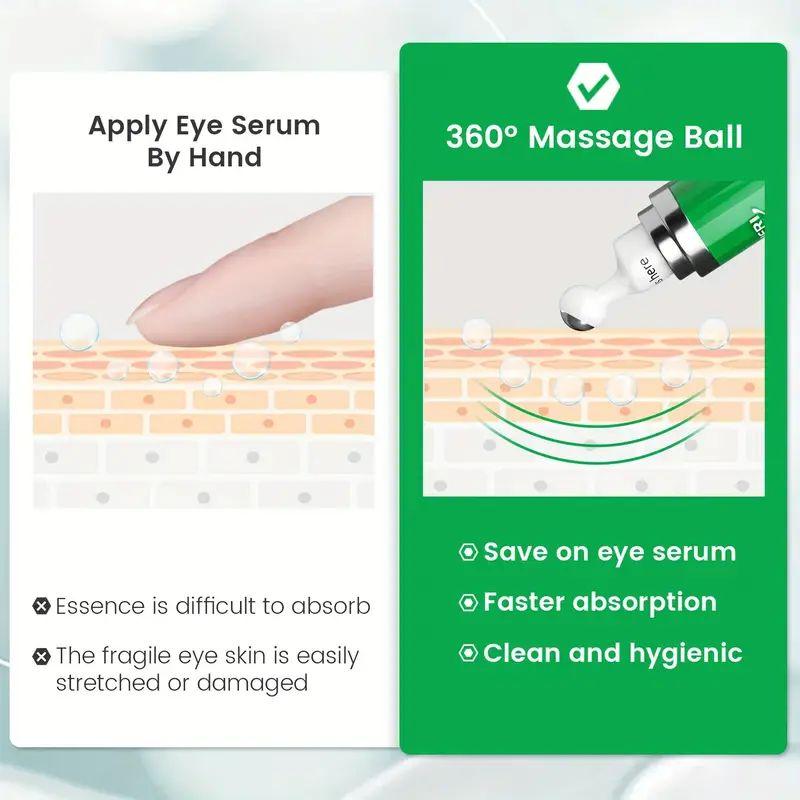 Multi Eye Serum and Eye Roller Cream for Dark Circles and Puffiness with 360° Massage Ball - Net 15g