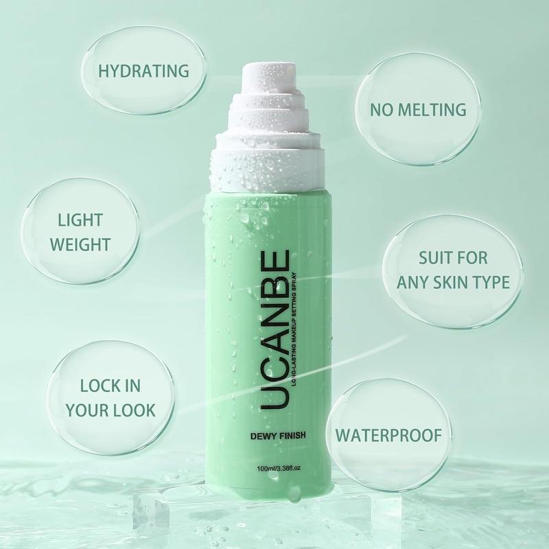 UCANBE Makeup Setting Spray, Dewy Finish Long Lasting Make Up Spray, Hydrating, Fast Drying Face Mist for Natural Glow, 3.38 fl oz