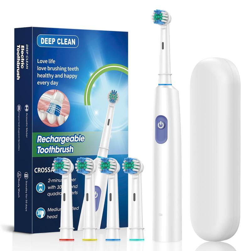 Rechargeable Electric Toothbrush Set, Comfort Deep Cleansing Toothbrush with Replacement Brush Head & Travel Box, Oral Care Toothbrush for Adults, Christmas, Christmas Gift