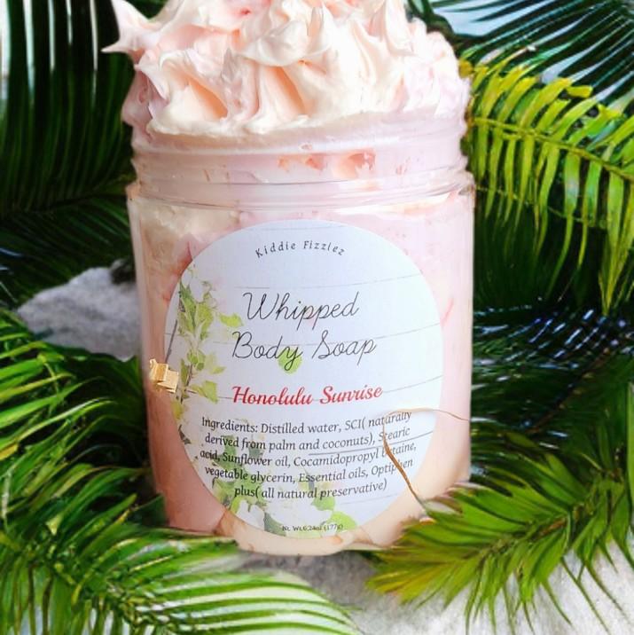 Honolulu Sunrise Whipped Body Soap.Foaming Bath Butter.Body Wash.Shaving Cream.Bath Soap. Moisturizing.(8oz). Body Care.