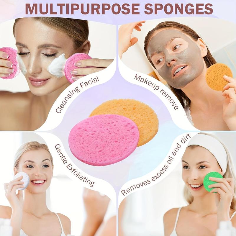 Compressed Facial Cleansing Sponges (10pcs set), Portable Travel Facial Cleansing Pad, Multi-use Sponge for Professional Makeup Removal, Exfoliator, Skin Massage