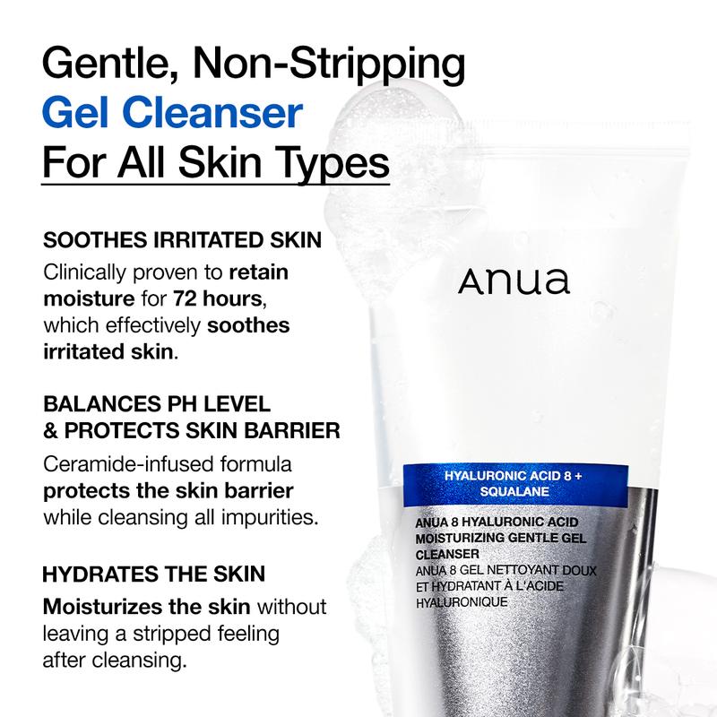 [Anua Official Shop] Moisturizing Gentle Gel Cleanser, Facial Cleanser, pH Balance, Daily Hydrating, Face Wash, Korean Skincare (150ml 5.07fl oz.)