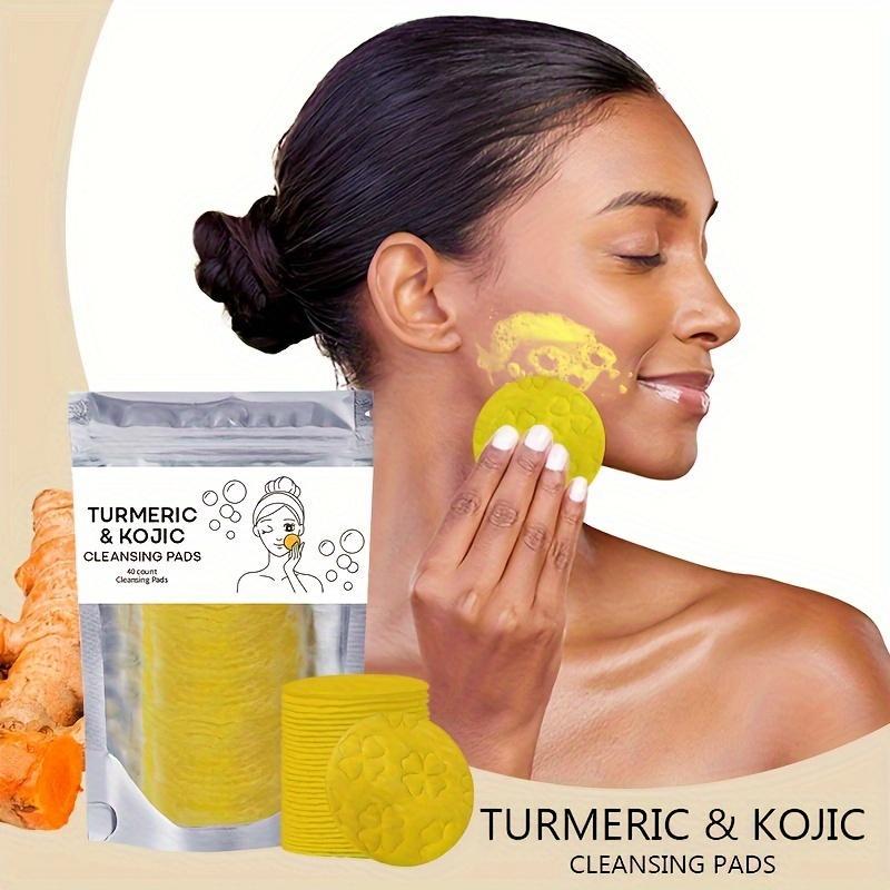 Turmeric Cleansing Set, 2 Counts Turmeric & Kojic Brightening Soap Bar & 20pcs set Facial Cleansing Pads, Facial Skin Care Kit for Women & Men