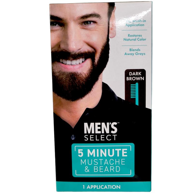 Men's Select Dark Brown Long-Lasting Dye for Men for Beard, Mustache and All Facial Hair in just 5 min Hair Dye Color Gentle Haircare Salon