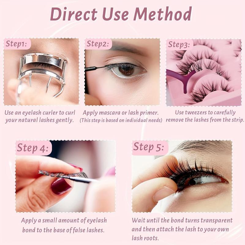 Wispy Style Makeup False Eyelashes for Women, Fake Clusters Lashes Strips Lashes for Eyelash Extension, Eyelash Extensions Kit for Eye Makeup Enhancement