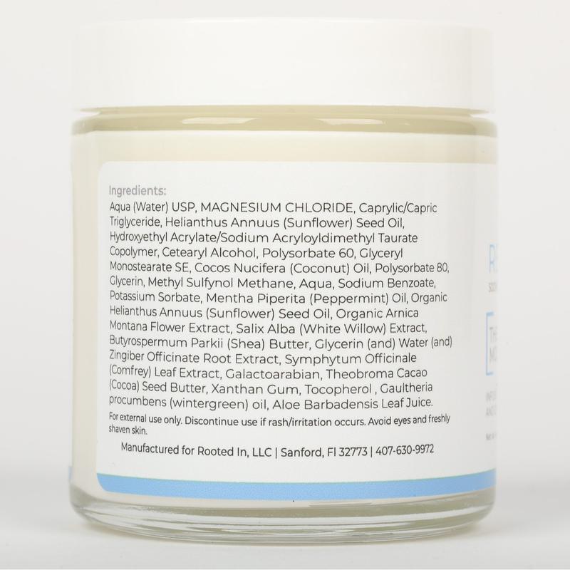 Rooted In Magnesium | Relief Cream for Soreness, Aches & Discomfort | High Magnesium Chloride | Arnica & White Willow Bark | Natural Remedy | Organic Hydrating Comfort Lotions Soothing Relaxing Magnesium Body Care Muscle Recovery Moisturizer Moisturize