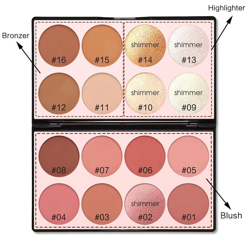 16 Colors Contour Palette Make up - Blush Highlighters Bronzer Powder All in one Makeup Palettes Contour Kit - Face Cosmetics Gifts for Women Beauty for Festivals,New Year Gift