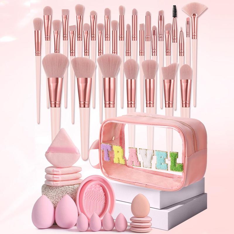 Makeup Tool Set, 46pcs set Makeup Brushes & Makeup Sponge & Powder Puff & Brush Cleaning Tool & Storage Bag, Professional Makeup Tools for Women