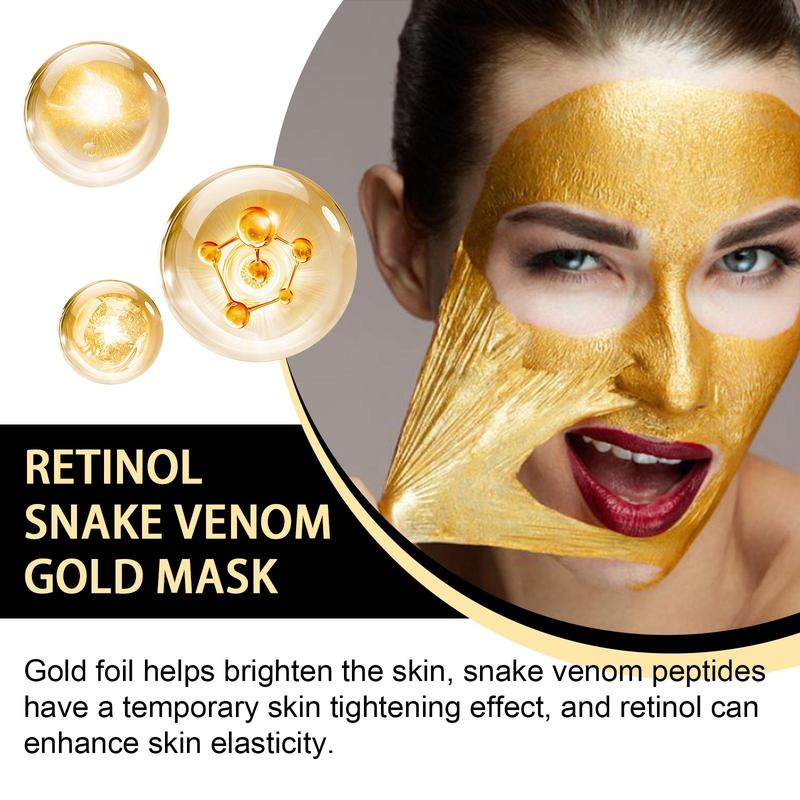 Retinol Snake Venom Gold Mask, Gold Peel off Mask, Gold Anti Aging Face Mask For Flawless Skin, Anti Wrinkles & Reduce Fine Lines, Clear Acne, Minimize Pores, Moisturizing, 100g Skincare Golden Peptide Comfort Skin Repair Glycerin